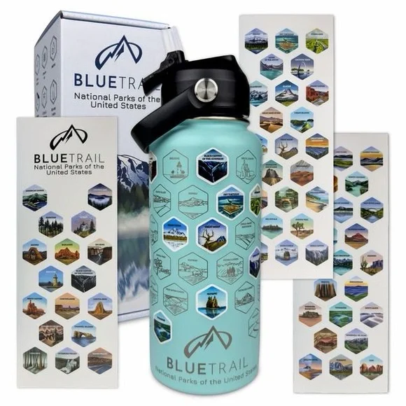 Blue Trail National Parks Water Bottle With Stickers - Picture 1 of 7
